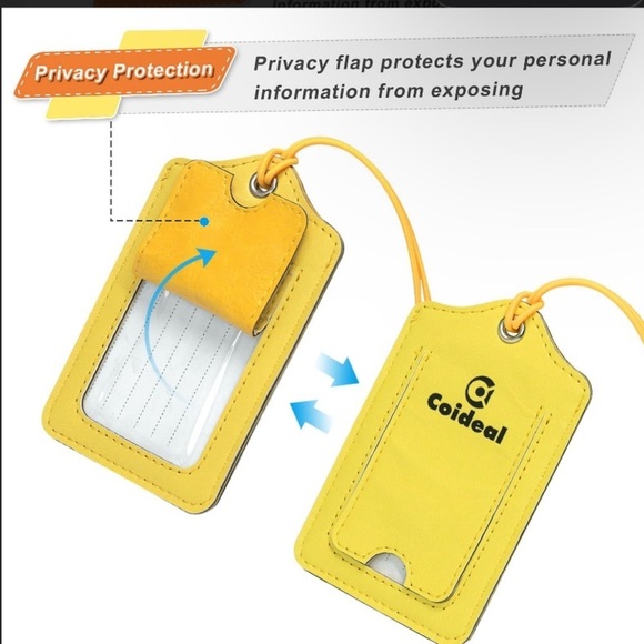 Yellow Panda Leather Luggage Tags - Picture 3 of 4